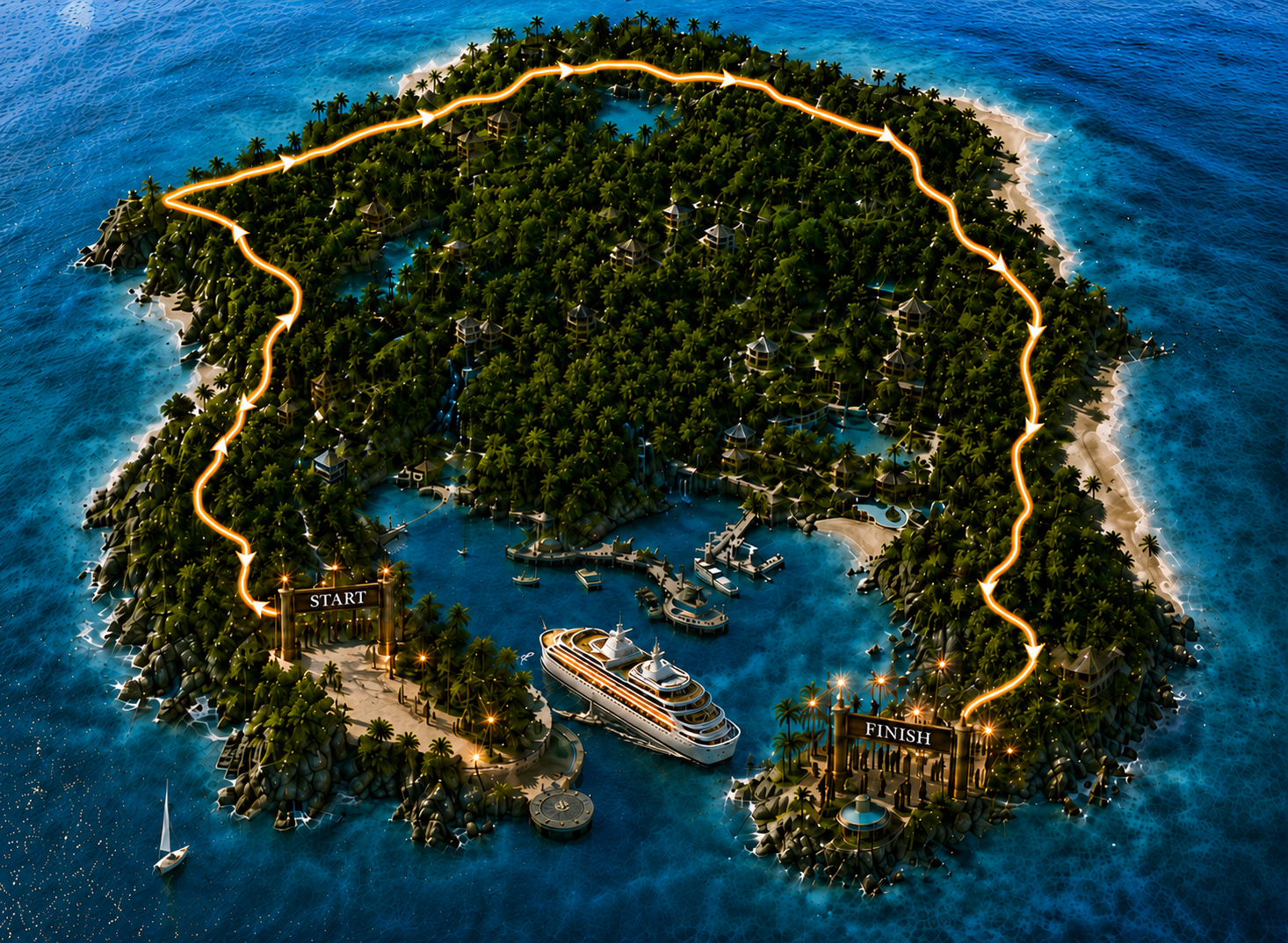 Tropical island with a 42.2K marathon route